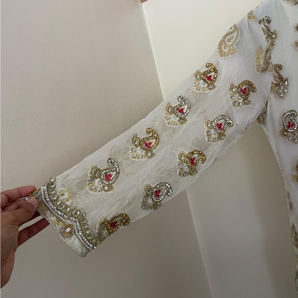 heavy white and pink indian salwar kameez - Picture 3 of 4